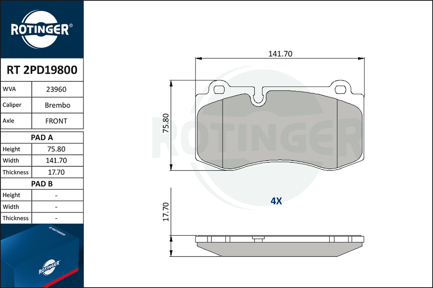 Sada brzdových platničiek kotúčovej brzdy ROTINGER